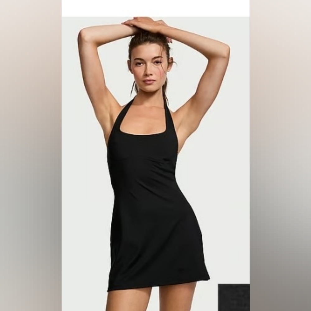Victoria's Secret Black Essential Perforated Halter Shorts/Dress